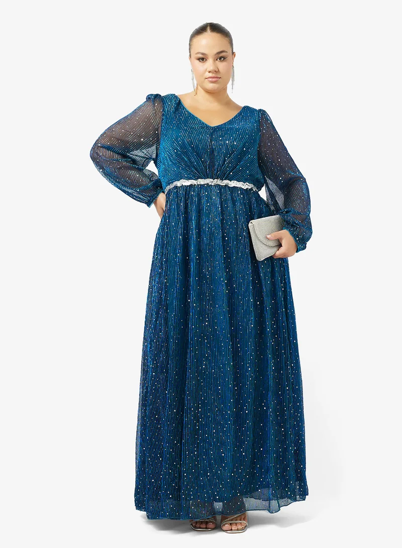 Khizana  Plus Size Shimmer A-line Dress for Women | Best Price UAE